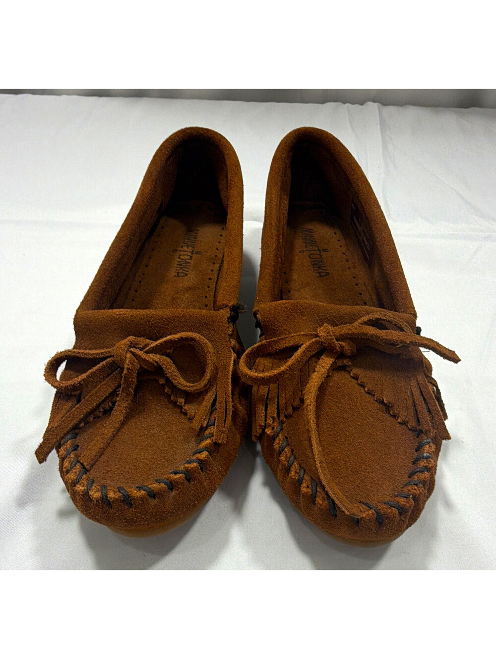 Minnetonka 402 Brown Suede Moccasin Slippers Women's US 8 M Slip On